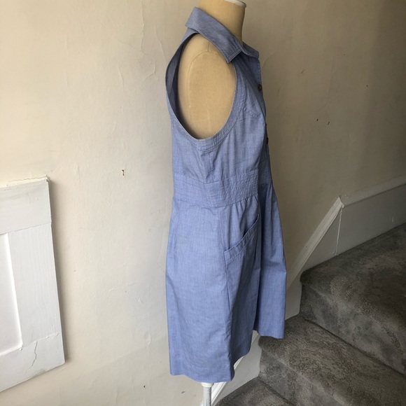 Shoshanna Cotton Sleeveless Shirt Dress w/ Pockets - Picture 4 of 10
